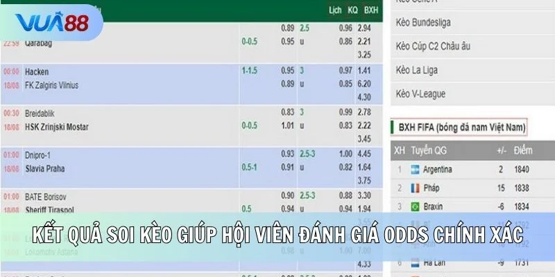 Kết quả soi kèo giúp hội viên đánh giá Odds chính xác