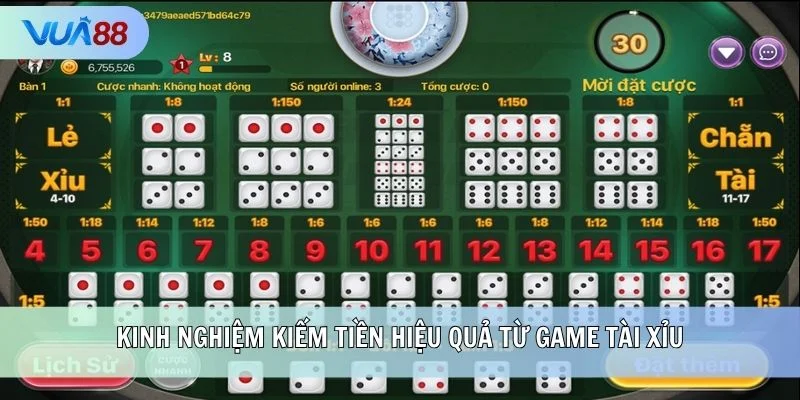 Kinh nghiệm kiếm tiền hiệu quả từ game Tài Xỉu